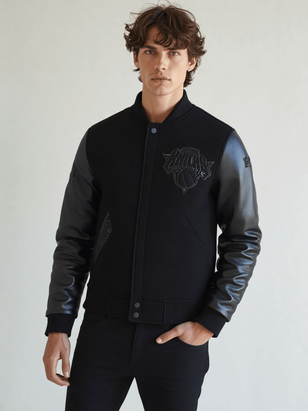 NBA New York Knicks Triple Black Men's Varsity Jacket