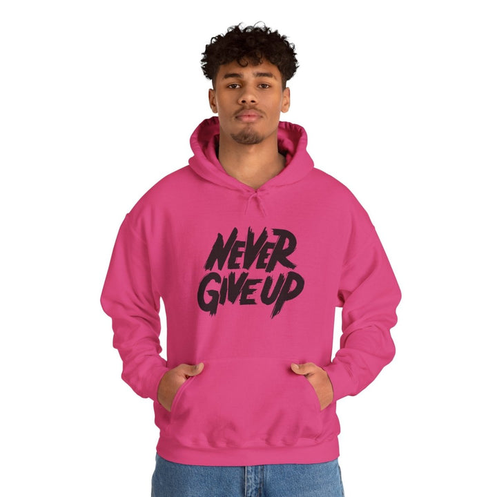 Never Give Up Motivational Hoodie | Unisex Heavy Blend™ Sweatshirt for Inspiration and Comfort - Heliconia - S - Never Give Up Motivational Hoodie | Unisex Heavy Blend™ Sweatshirt for Inspiration and Comfort - Tatoo Tee