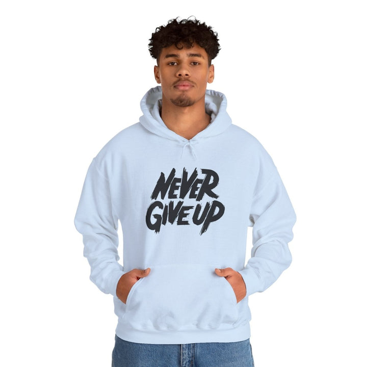 Never Give Up Motivational Hoodie | Unisex Heavy Blend™ Sweatshirt for Inspiration and Comfort - Light Blue - S - Never Give Up Motivational Hoodie | Unisex Heavy Blend™ Sweatshirt for Inspiration and Comfort - Tatoo Tee