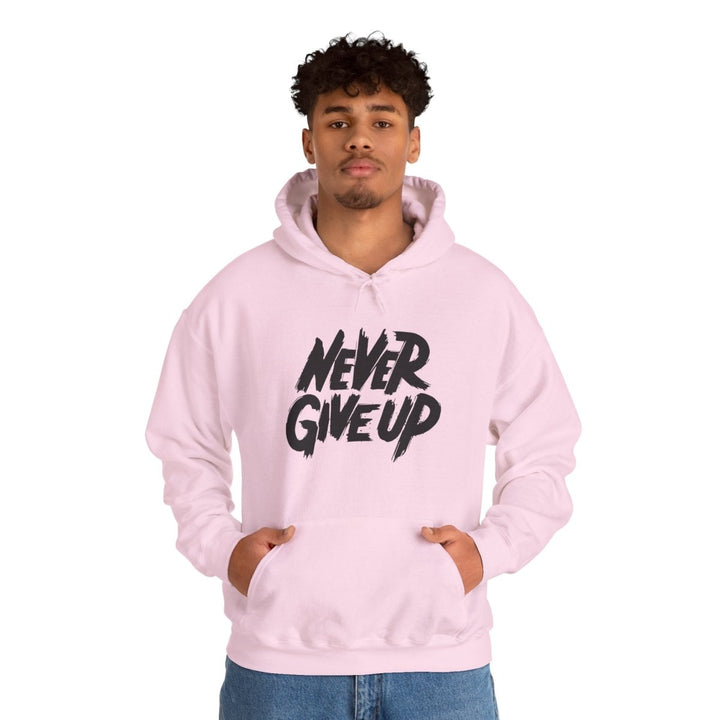 Never Give Up Motivational Hoodie | Unisex Heavy Blend™ Sweatshirt for Inspiration and Comfort - Light Pink - S - Never Give Up Motivational Hoodie | Unisex Heavy Blend™ Sweatshirt for Inspiration and Comfort - Tatoo Tee