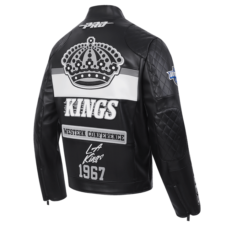 NHL LOS ANGELES KINGS MEN'S MOTO JACKET - S - BLACK/WHITE - NHL LOS ANGELES KINGS MEN'S MOTO JACKET - Tatoo Tee