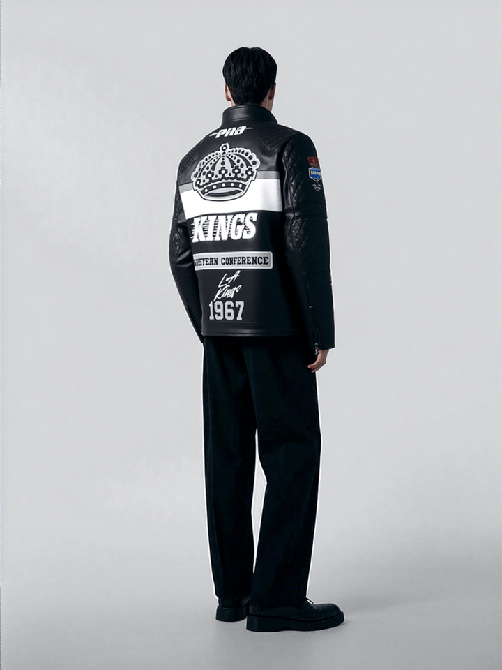 NHL LOS ANGELES KINGS MEN'S MOTO JACKET - S - BLACK/WHITE - NHL LOS ANGELES KINGS MEN'S MOTO JACKET - Tatoo Tee