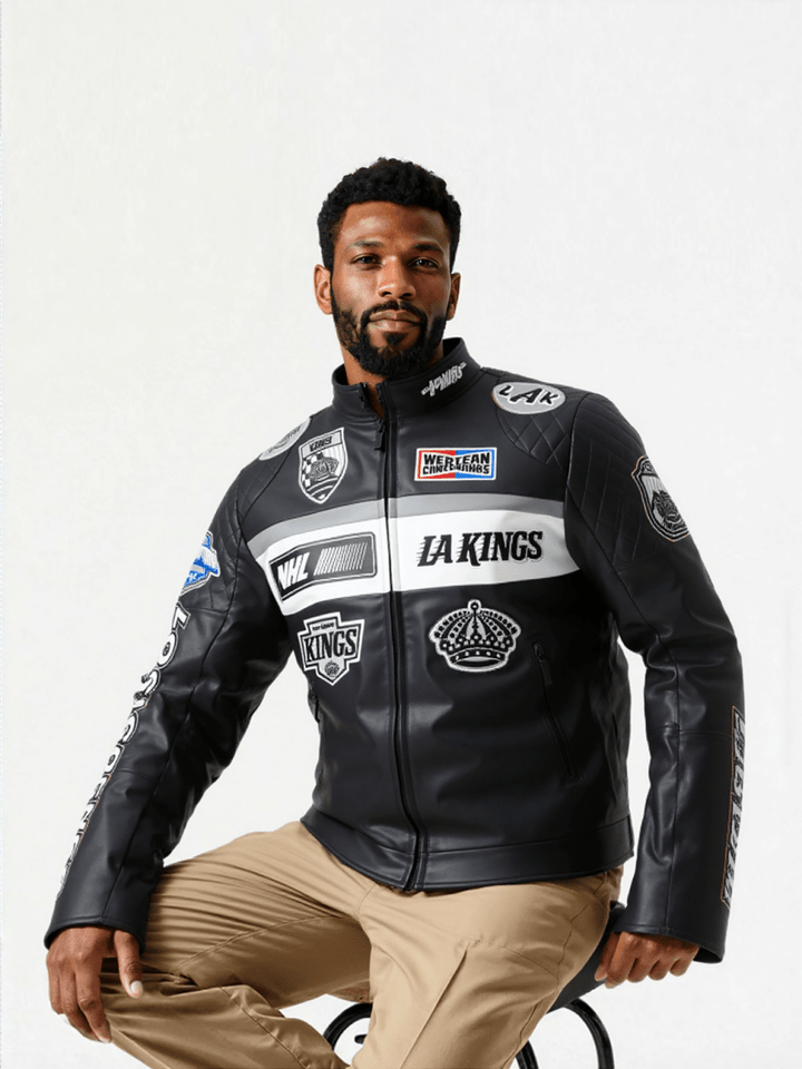 NHL LOS ANGELES KINGS MEN'S MOTO JACKET - S - BLACK/WHITE - NHL LOS ANGELES KINGS MEN'S MOTO JACKET - Tatoo Tee