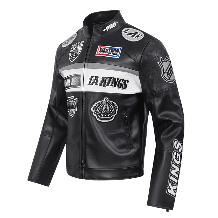 NHL LOS ANGELES KINGS MEN'S MOTO JACKET - S - BLACK/WHITE - NHL LOS ANGELES KINGS MEN'S MOTO JACKET - Tatoo Tee