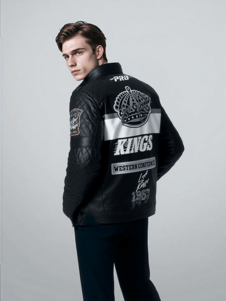 NHL LOS ANGELES KINGS MEN'S MOTO JACKET - S - BLACK/WHITE - NHL LOS ANGELES KINGS MEN'S MOTO JACKET - Tatoo Tee