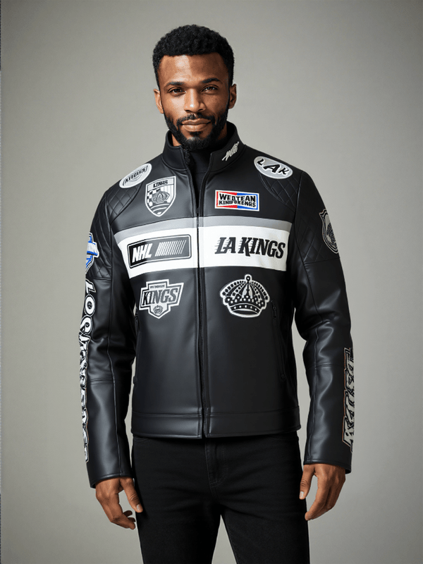 NHL LOS ANGELES KINGS MEN'S MOTO JACKET - S - BLACK/WHITE - NHL LOS ANGELES KINGS MEN'S MOTO JACKET - Tatoo Tee