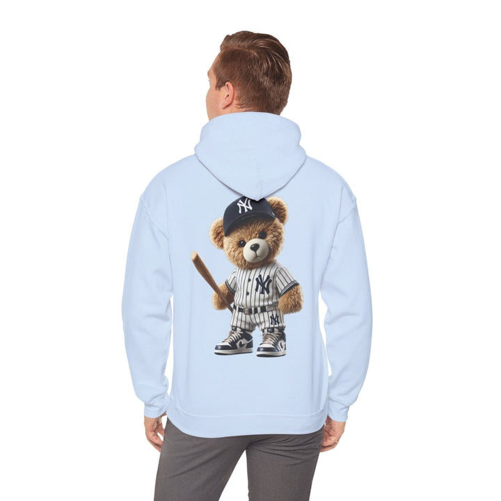 NY Baseball Teddy Bear Unisex Hoodies - Light Blue - S - NY Baseball Teddy Bear Unisex Hoodies - Tatoo Tee