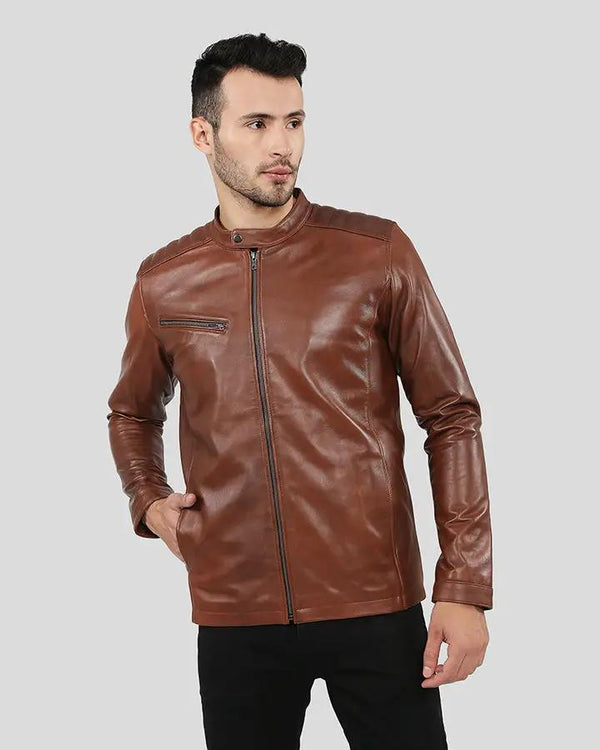 Ollie Brown Racer Leather Jacket - XS - Ollie Brown Racer Leather Jacket - Tatoo Tee