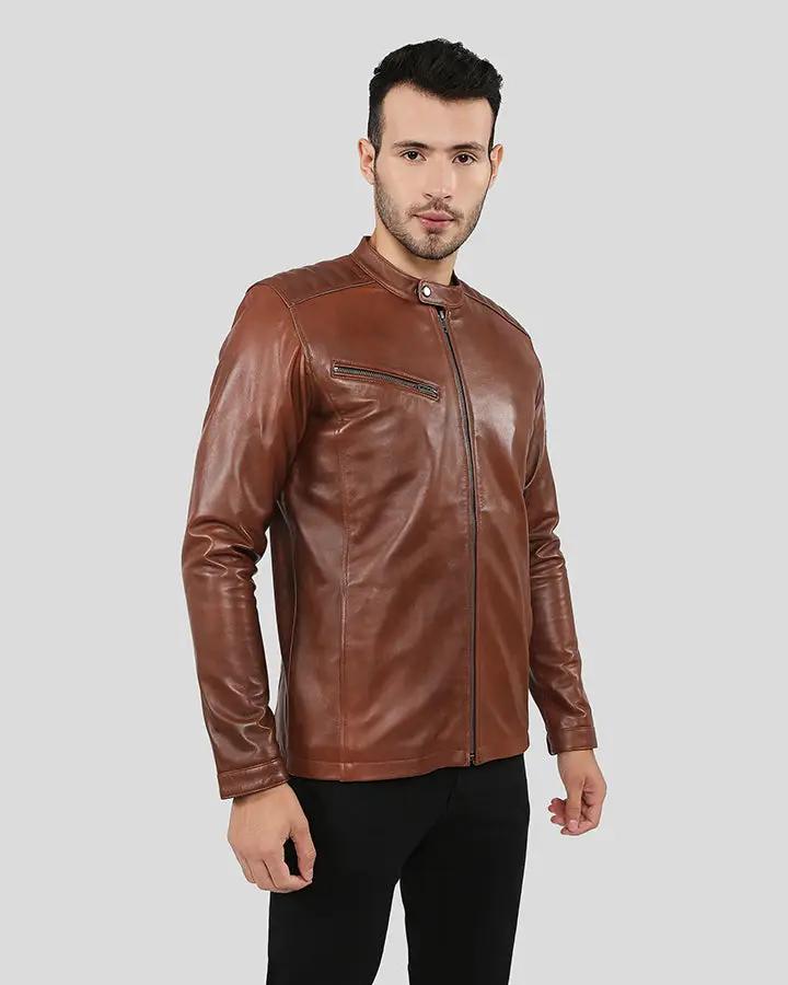 Ollie Brown Racer Leather Jacket - XS - Ollie Brown Racer Leather Jacket - Tatoo Tee