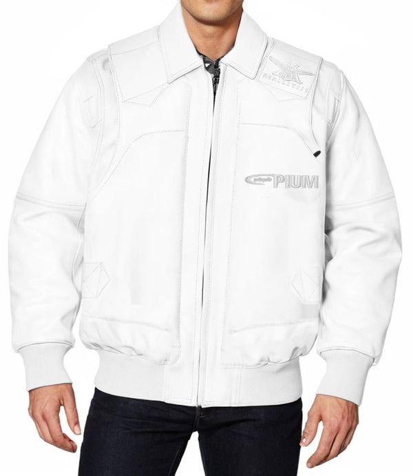 Opium Immortal White Leather Jacket - XXS - Opium Immortal White Leather Jacket - Tatoo Tee