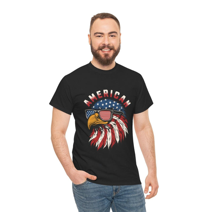 Patriotic Eagle Graphic Tee - Unisex Heavy Cotton Shirt for Independence Day - Purple - S - Patriotic Eagle Graphic Tee - Unisex Heavy Cotton Shirt for Independence Day - Tatoo Tee