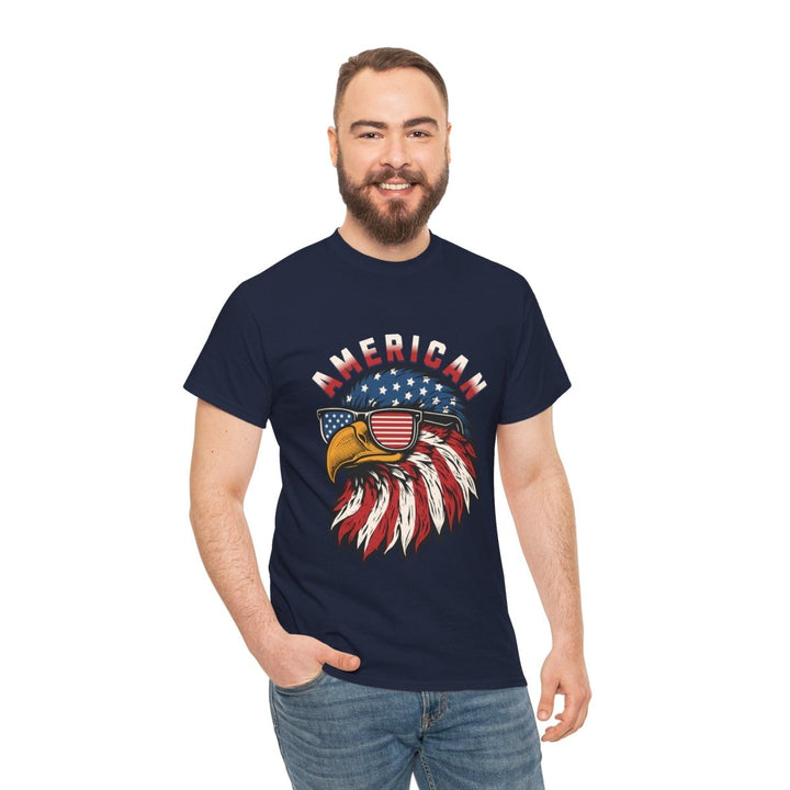 Patriotic Eagle Graphic Tee - Unisex Heavy Cotton Shirt for Independence Day - Purple - S - Patriotic Eagle Graphic Tee - Unisex Heavy Cotton Shirt for Independence Day - Tatoo Tee