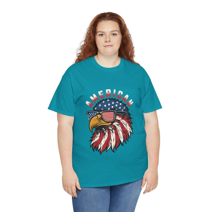 Patriotic Eagle Graphic Tee - Unisex Heavy Cotton Shirt for Independence Day - Purple - S - Patriotic Eagle Graphic Tee - Unisex Heavy Cotton Shirt for Independence Day - Tatoo Tee