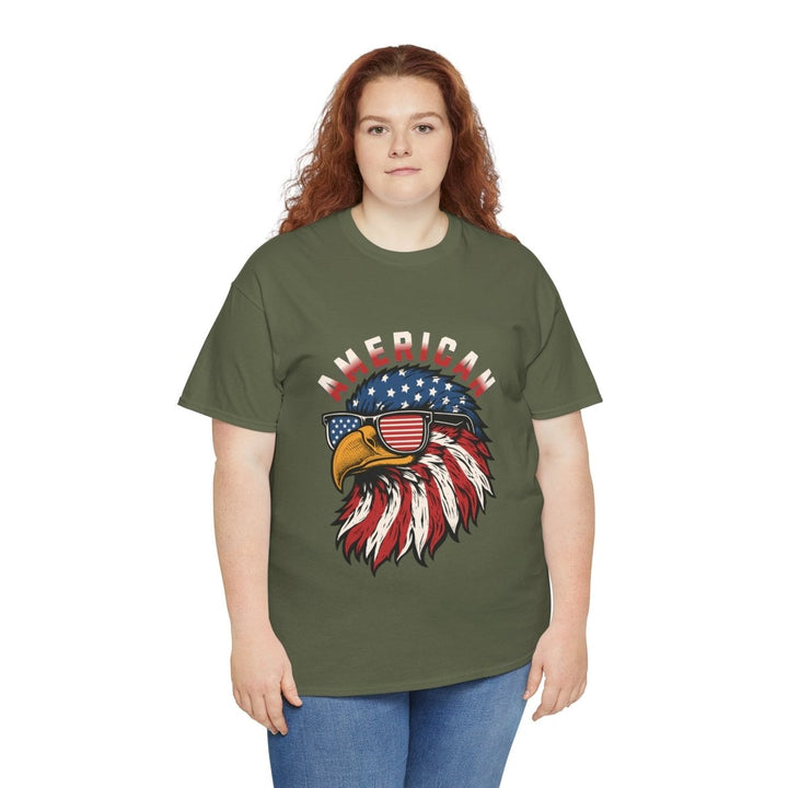 Patriotic Eagle Graphic Tee - Unisex Heavy Cotton Shirt for Independence Day - Purple - S - Patriotic Eagle Graphic Tee - Unisex Heavy Cotton Shirt for Independence Day - Tatoo Tee