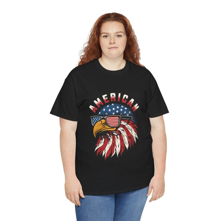 Patriotic Eagle Graphic Tee - Unisex Heavy Cotton Shirt for Independence Day - Purple - S - Patriotic Eagle Graphic Tee - Unisex Heavy Cotton Shirt for Independence Day - Tatoo Tee