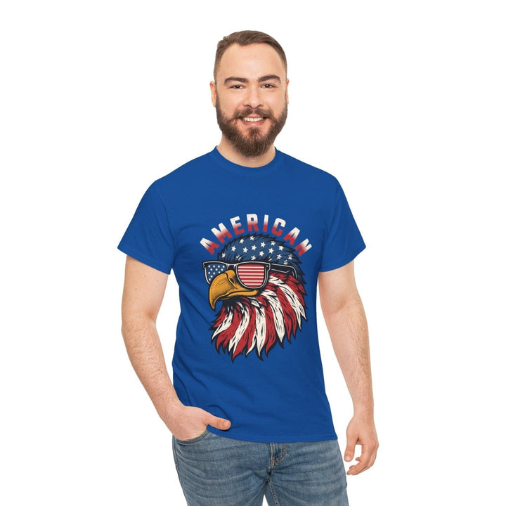 Patriotic Eagle Graphic Tee - Unisex Heavy Cotton Shirt for Independence Day - Purple - S - Patriotic Eagle Graphic Tee - Unisex Heavy Cotton Shirt for Independence Day - Tatoo Tee