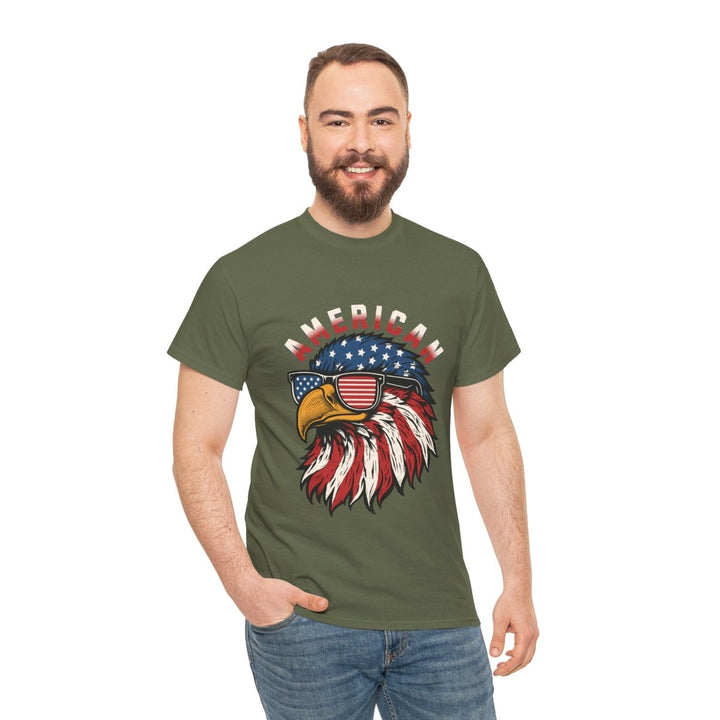 Patriotic Eagle Graphic Tee - Unisex Heavy Cotton Shirt for Independence Day - Purple - S - Patriotic Eagle Graphic Tee - Unisex Heavy Cotton Shirt for Independence Day - Tatoo Tee