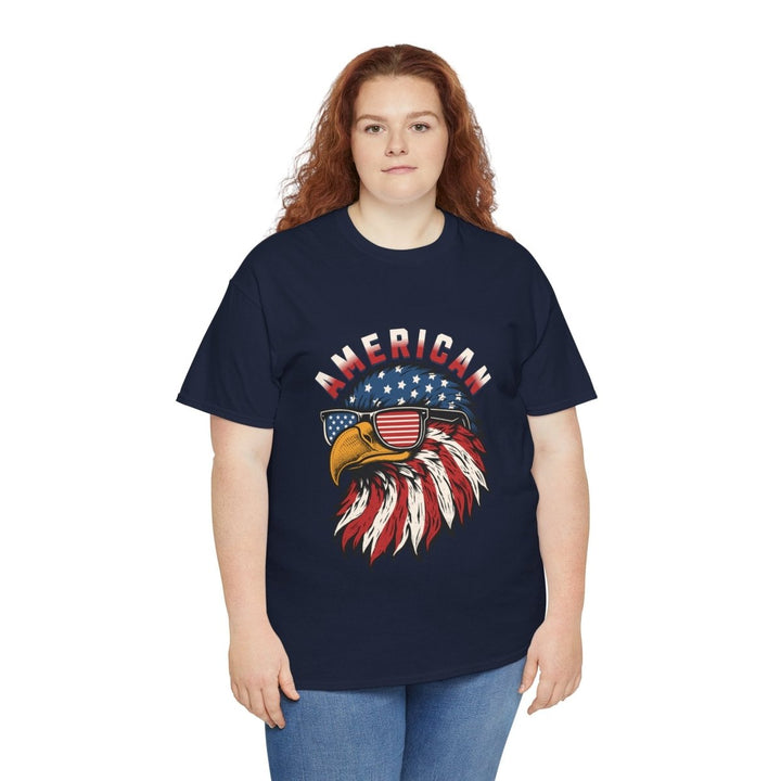Patriotic Eagle Graphic Tee - Unisex Heavy Cotton Shirt for Independence Day - Purple - S - Patriotic Eagle Graphic Tee - Unisex Heavy Cotton Shirt for Independence Day - Tatoo Tee