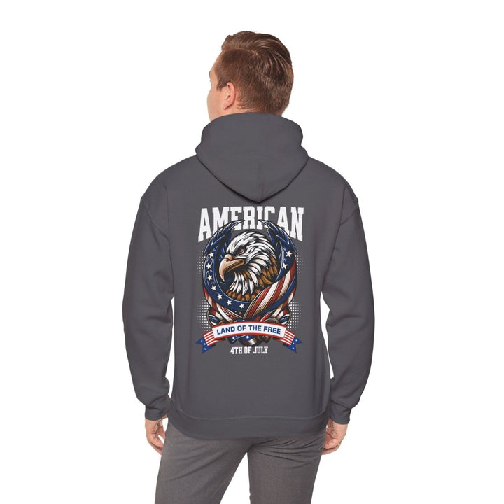 Patriotic Eagle Hoodie - Land of the Free - 4th of July Sweatshirt - Charcoal - S - Patriotic Eagle Hoodie - Land of the Free - 4th of July Sweatshirt - Tatoo Tee