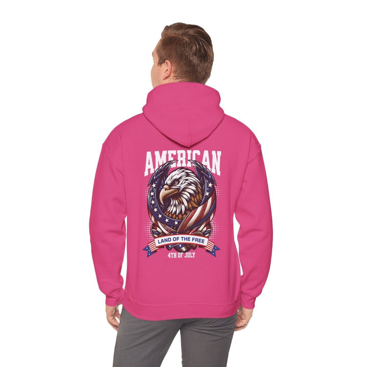 Patriotic Eagle Hoodie - Land of the Free - 4th of July Sweatshirt - Heliconia - S - Patriotic Eagle Hoodie - Land of the Free - 4th of July Sweatshirt - Tatoo Tee