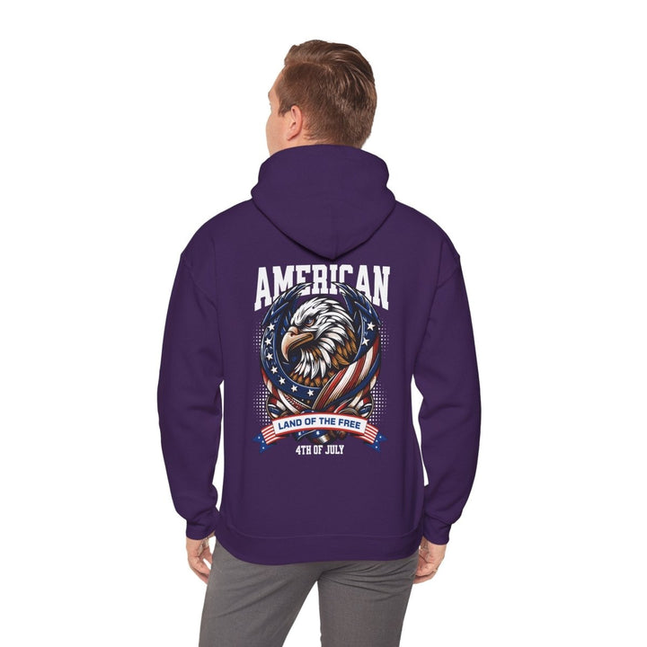 Patriotic Eagle Hoodie - Land of the Free - 4th of July Sweatshirt - Purple - S - Patriotic Eagle Hoodie - Land of the Free - 4th of July Sweatshirt - Tatoo Tee