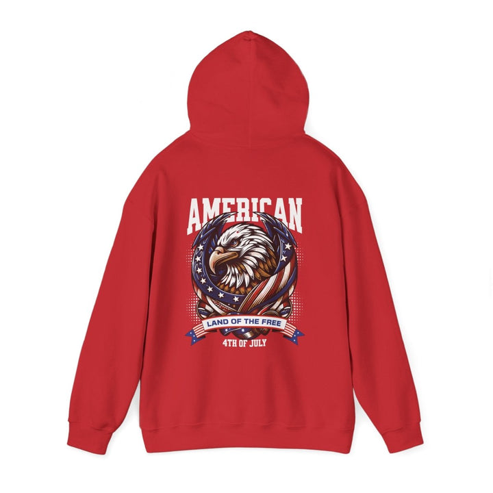 Patriotic Eagle Hoodie - Land of the Free - 4th of July Sweatshirt - Red - S - Patriotic Eagle Hoodie - Land of the Free - 4th of July Sweatshirt - Tatoo Tee