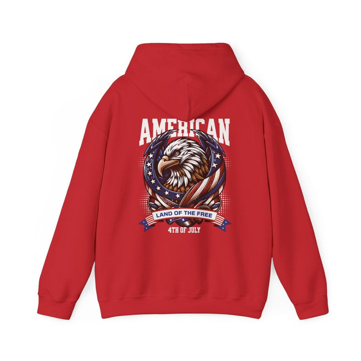 Patriotic Eagle Hoodie - Land of the Free - 4th of July Sweatshirt - Red - S - Patriotic Eagle Hoodie - Land of the Free - 4th of July Sweatshirt - Tatoo Tee