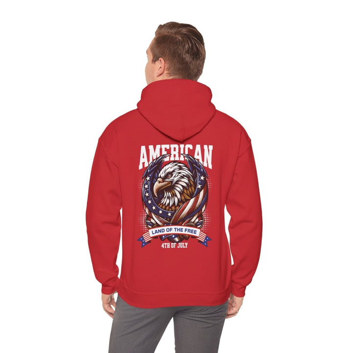 Patriotic Eagle Hoodie - Land of the Free - 4th of July Sweatshirt - Red - S - Patriotic Eagle Hoodie - Land of the Free - 4th of July Sweatshirt - Tatoo Tee