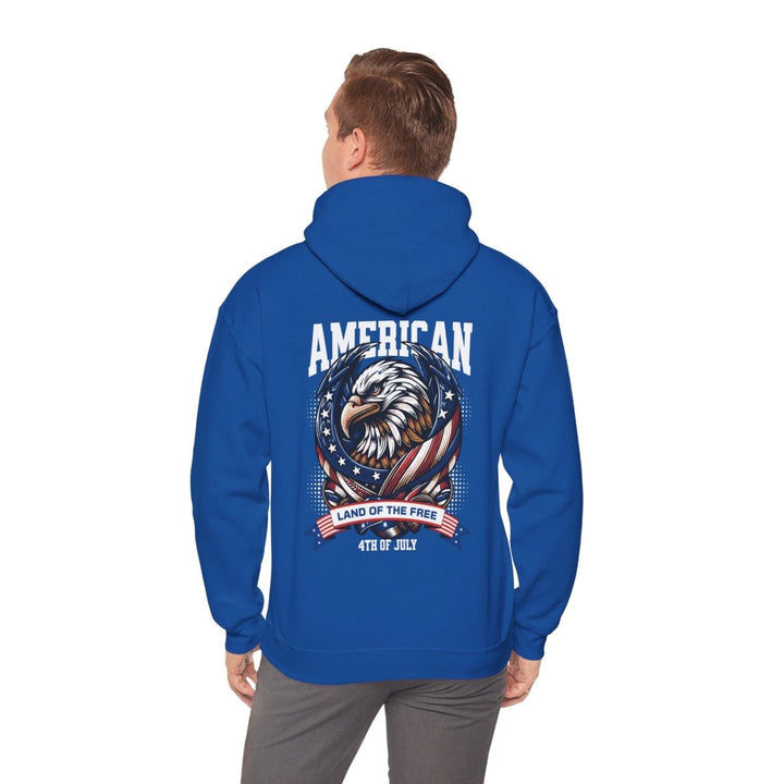 Patriotic Eagle Hoodie - Land of the Free - 4th of July Sweatshirt - Royal - S - Patriotic Eagle Hoodie - Land of the Free - 4th of July Sweatshirt - Tatoo Tee