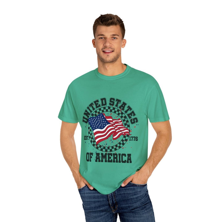 Patriotic T-Shirt - USA Flag Design, Casual Wear, Independence Day Shirt, Gift for Veterans, Summer BBQ Outfit, Everyday Tee - Royal Caribe - S - Patriotic T-Shirt - USA Flag Design, Casual Wear, Independence Day Shirt, Gift for Veterans, Summer BBQ Outfit, Everyday Tee - Tatoo Tee