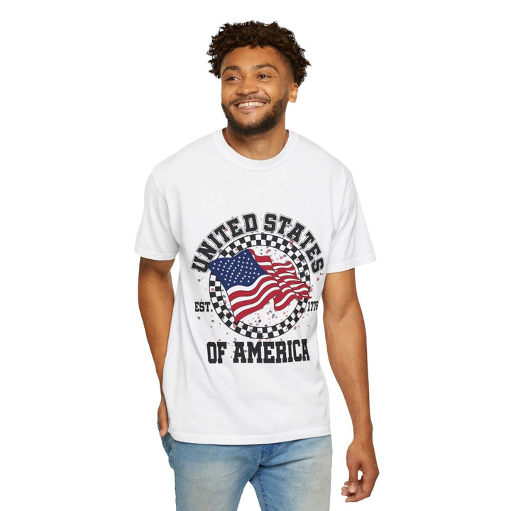Patriotic T-Shirt - USA Flag Design, Casual Wear, Independence Day Shirt, Gift for Veterans, Summer BBQ Outfit, Everyday Tee - Royal Caribe - S - Patriotic T-Shirt - USA Flag Design, Casual Wear, Independence Day Shirt, Gift for Veterans, Summer BBQ Outfit, Everyday Tee - Tatoo Tee