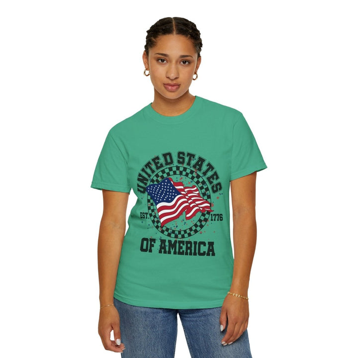 Patriotic T-Shirt - USA Flag Design, Casual Wear, Independence Day Shirt, Gift for Veterans, Summer BBQ Outfit, Everyday Tee - Royal Caribe - S - Patriotic T-Shirt - USA Flag Design, Casual Wear, Independence Day Shirt, Gift for Veterans, Summer BBQ Outfit, Everyday Tee - Tatoo Tee