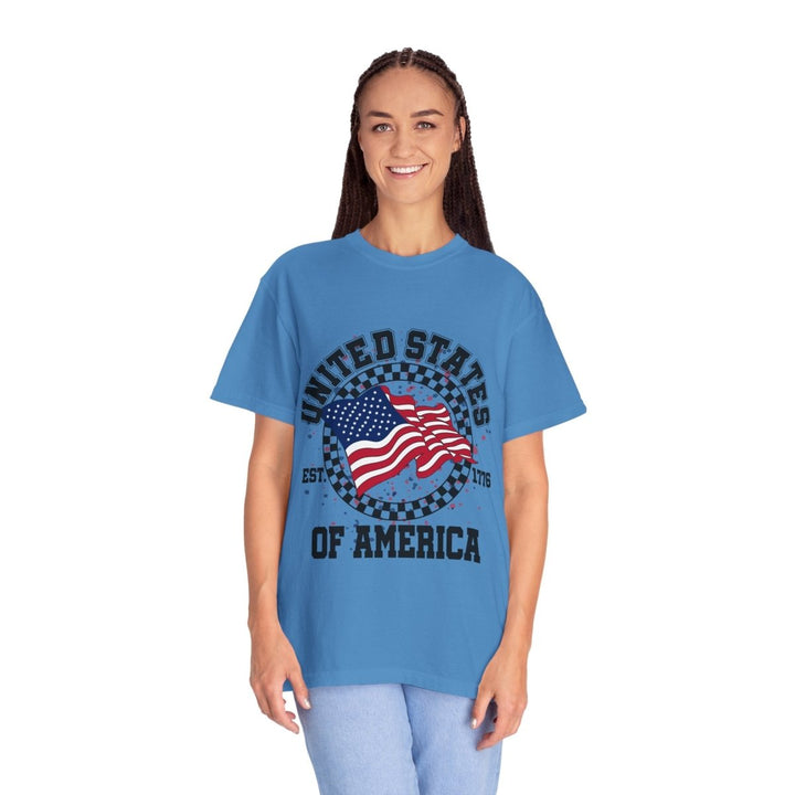 Patriotic T-Shirt - USA Flag Design, Casual Wear, Independence Day Shirt, Gift for Veterans, Summer BBQ Outfit, Everyday Tee - Royal Caribe - S - Patriotic T-Shirt - USA Flag Design, Casual Wear, Independence Day Shirt, Gift for Veterans, Summer BBQ Outfit, Everyday Tee - Tatoo Tee