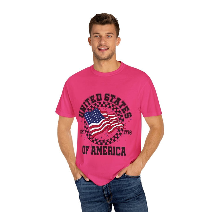 Patriotic T-Shirt - USA Flag Design, Casual Wear, Independence Day Shirt, Gift for Veterans, Summer BBQ Outfit, Everyday Tee - Royal Caribe - S - Patriotic T-Shirt - USA Flag Design, Casual Wear, Independence Day Shirt, Gift for Veterans, Summer BBQ Outfit, Everyday Tee - Tatoo Tee
