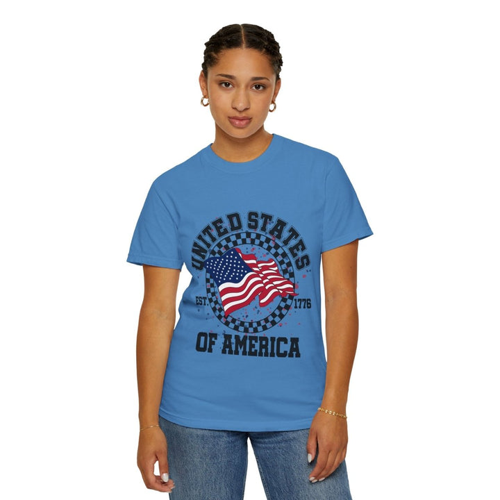 Patriotic T-Shirt - USA Flag Design, Casual Wear, Independence Day Shirt, Gift for Veterans, Summer BBQ Outfit, Everyday Tee - Royal Caribe - S - Patriotic T-Shirt - USA Flag Design, Casual Wear, Independence Day Shirt, Gift for Veterans, Summer BBQ Outfit, Everyday Tee - Tatoo Tee