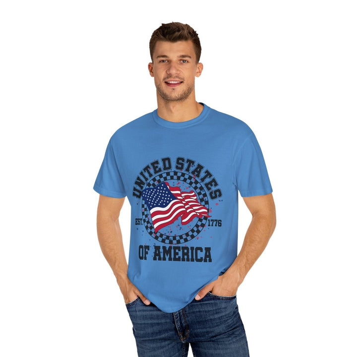 Patriotic T-Shirt - USA Flag Design, Casual Wear, Independence Day Shirt, Gift for Veterans, Summer BBQ Outfit, Everyday Tee - Royal Caribe - S - Patriotic T-Shirt - USA Flag Design, Casual Wear, Independence Day Shirt, Gift for Veterans, Summer BBQ Outfit, Everyday Tee - Tatoo Tee