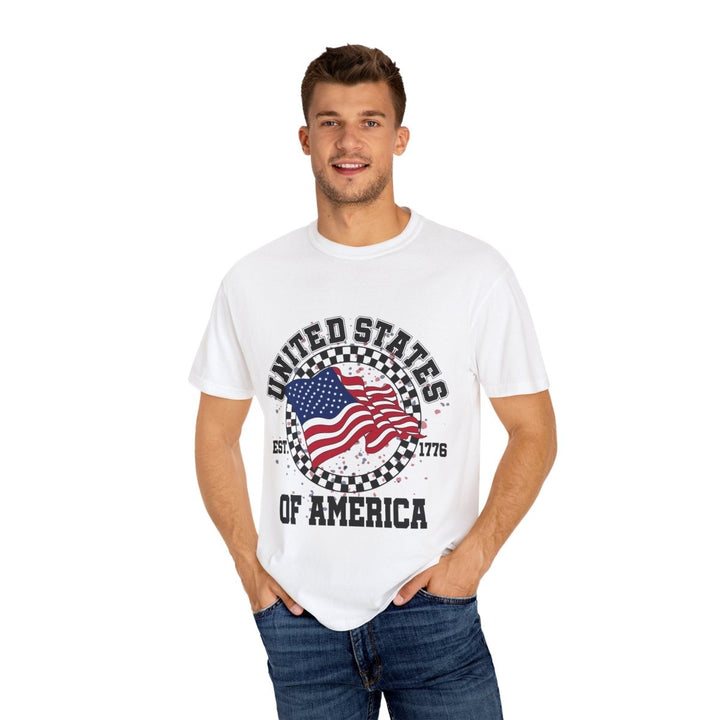 Patriotic T-Shirt - USA Flag Design, Casual Wear, Independence Day Shirt, Gift for Veterans, Summer BBQ Outfit, Everyday Tee - Royal Caribe - S - Patriotic T-Shirt - USA Flag Design, Casual Wear, Independence Day Shirt, Gift for Veterans, Summer BBQ Outfit, Everyday Tee - Tatoo Tee