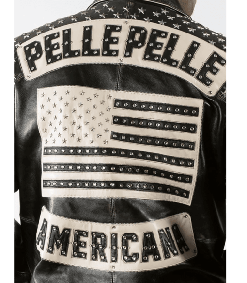 Pelle Pelle All American Heritage Series Black Men’s Jacket - Male - XXS - Pelle Pelle All American Heritage Series Black Men’s Jacket - Tatoo Tee