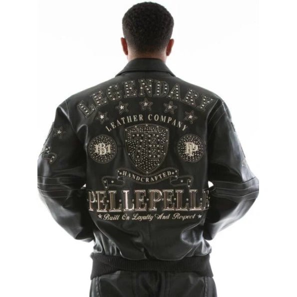 Pelle Pelle Legendary Black Stud Men Jacket - Male - XXS - Pelle Pelle Legendary Black Stud Men Jacket - Tatoo Tee