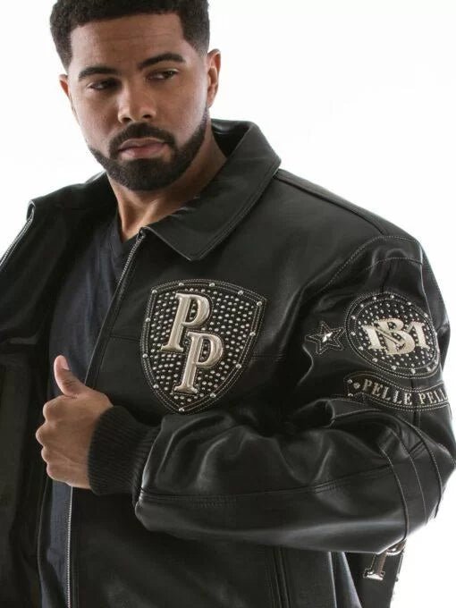 Pelle Pelle Legendary Black Stud Men Jacket - Male - XXS - Pelle Pelle Legendary Black Stud Men Jacket - Tatoo Tee