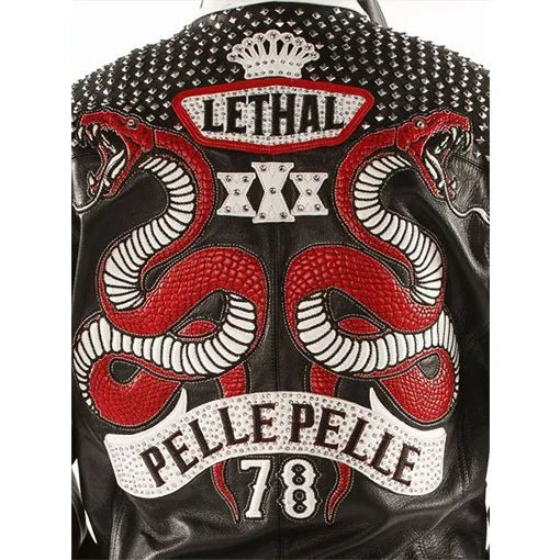 Pelle Pelle Lethal 78 Men’s Black Pure Leather Jacket - Male - XXS - Pelle Pelle Lethal 78 Men’s Black Pure Leather Jacket - Tatoo Tee