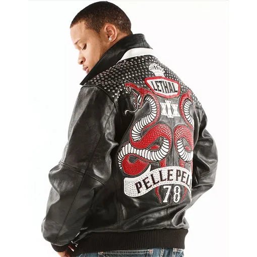 Pelle Pelle Lethal 78 Men’s Black Pure Leather Jacket - Male - XXS - Pelle Pelle Lethal 78 Men’s Black Pure Leather Jacket - Tatoo Tee