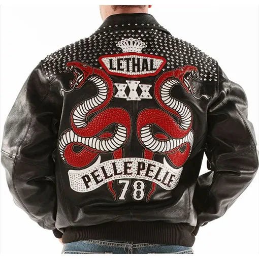 Pelle Pelle Lethal 78 Men’s Black Pure Leather Jacket - Male - XXS - Pelle Pelle Lethal 78 Men’s Black Pure Leather Jacket - Tatoo Tee
