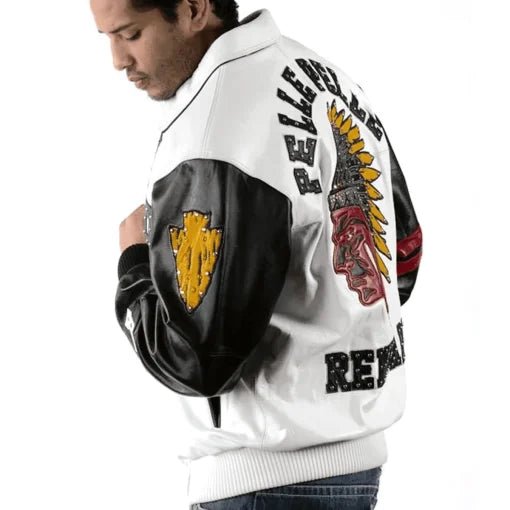 Pelle Pelle Mens Renegades Chief Keef White Studded Leather Jacket - Male - XXS - Pelle Pelle Mens Renegades Chief Keef White Studded Leather Jacket - Tatoo Tee