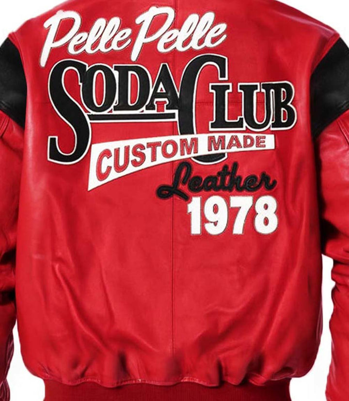 Pelle Pelle Red Soda Club Leather Jacket - XXS - Pelle Pelle Red Soda Club Leather Jacket - Tatoo Tee
