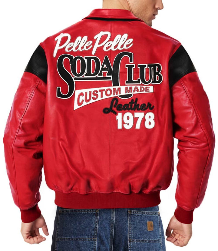 Pelle Pelle Red Soda Club Leather Jacket - XXS - Pelle Pelle Red Soda Club Leather Jacket - Tatoo Tee
