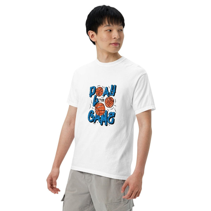 Play The Game Unisex garment - dyed heavyweight t-shirt - Blue Spruce - S - Product mockup - Tatoo Tee