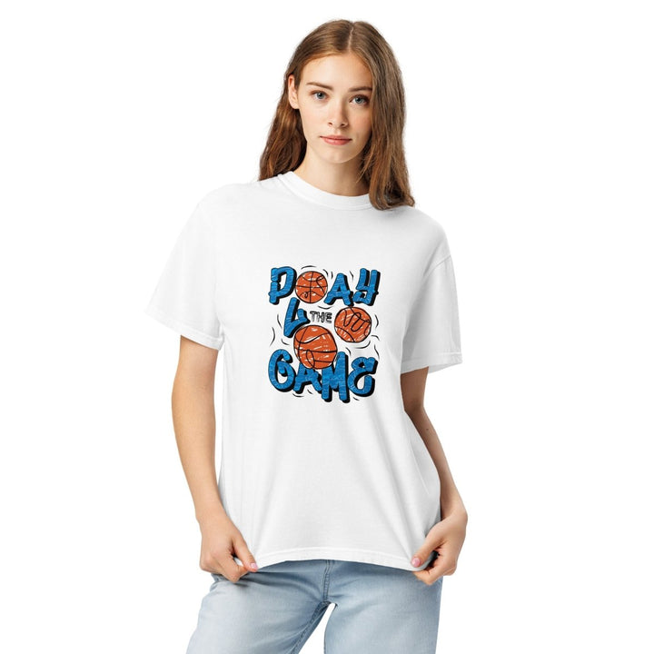 Play The Game Unisex garment - dyed heavyweight t-shirt - White - S - Product mockup - Tatoo Tee