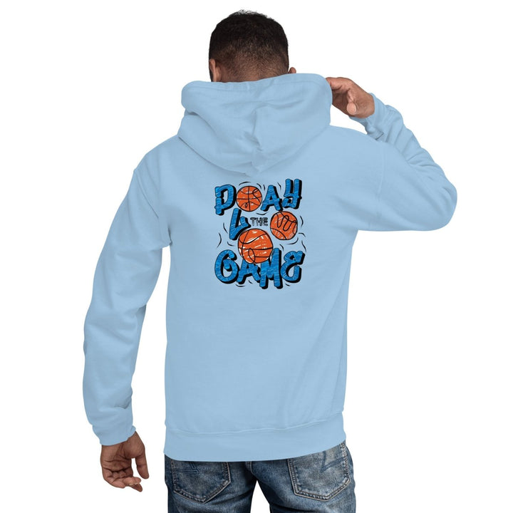 Play The Game Unisex Hoodie - Light Blue - S - Product mockup - Tatoo Tee
