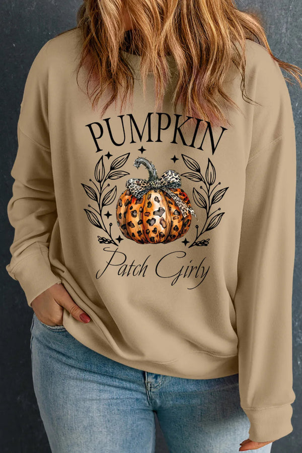 Plus Size Pumpkin Graphic Long Sleeve Sweatshirt - Khaki - 1XL - cdc944ea - 4f34 - 40c0 - 8a98 - 6b72d7428444 - Max - Tatoo Tee